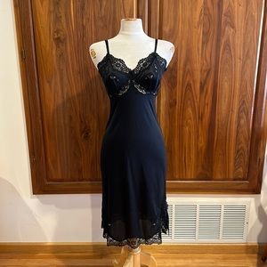 Vintage 90s Black Lace Slip Dress Lingerie Style Nightgown S